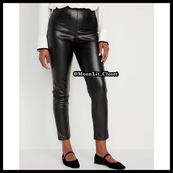 ☀️ Old Navy Extra High-Waisted Faux-Leather Skinny Pants Plus Size 22 “Black” - Picture 3 of 4